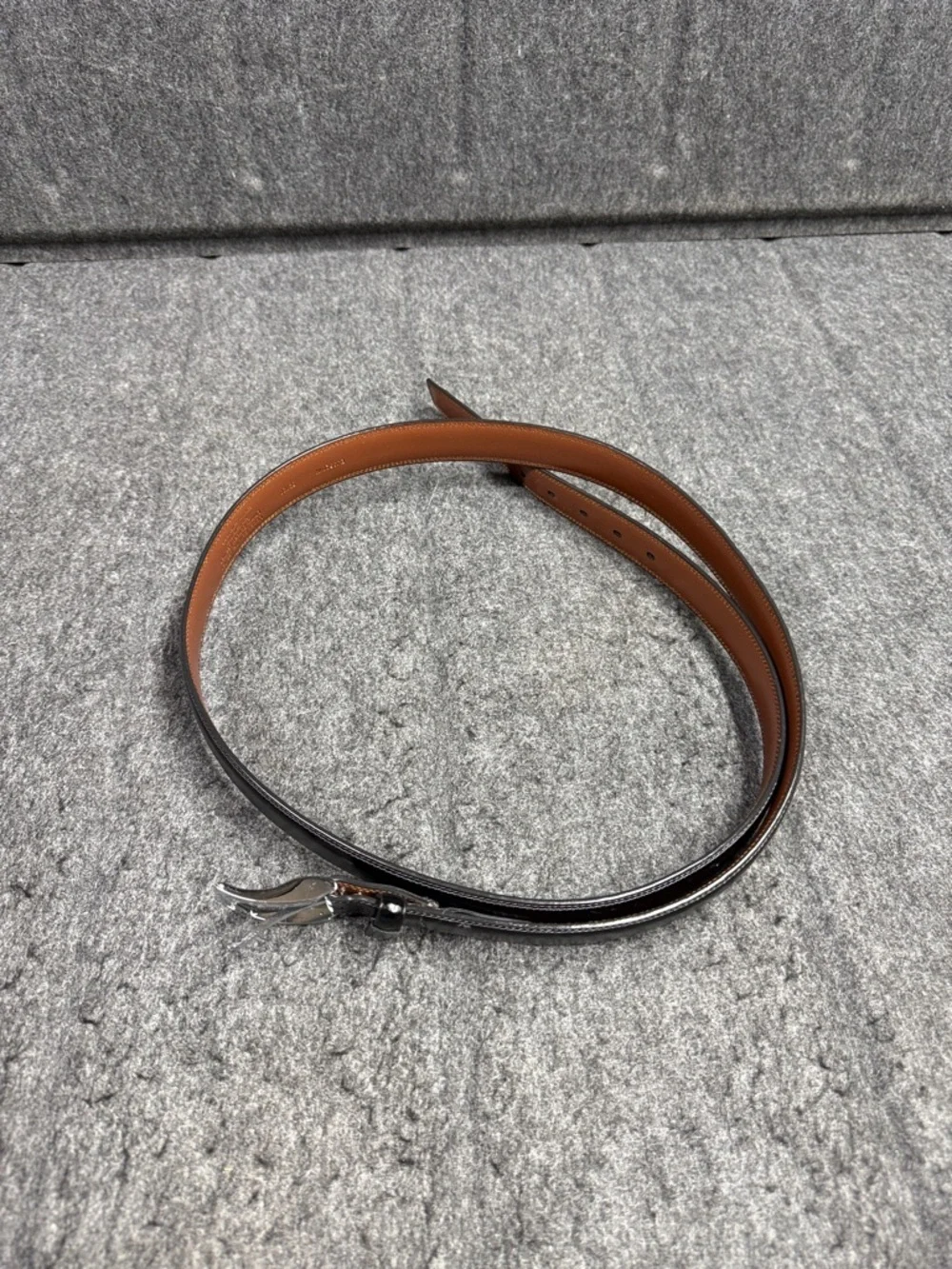 Stafford Black and Brown Leather Belt with Silver Buckle